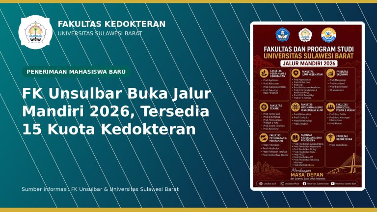 FK Unsulbar Buka Jalur Mandiri 2026 Program Studi Kedokteran, Tersedia 15 Kuota